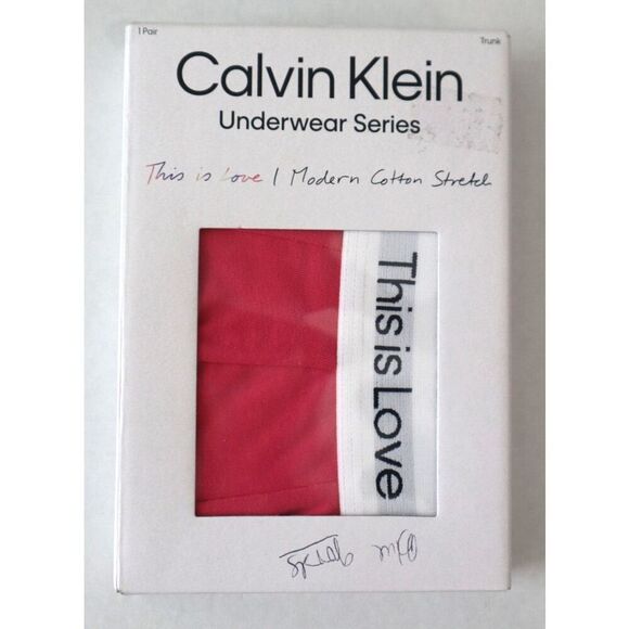Calvin Klein NB3182651 Men Sz XL Pink This is Love Modern Cotton Stretch Trunks - Picture 1 of 4